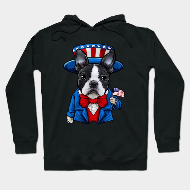 Fourth of July Boston Terrier Hoodie by whyitsme